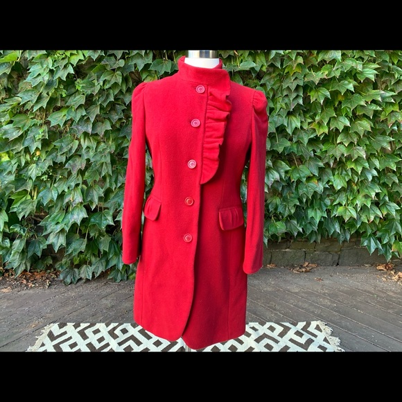 Jessica Simpson | red coat with ruffled front | XL